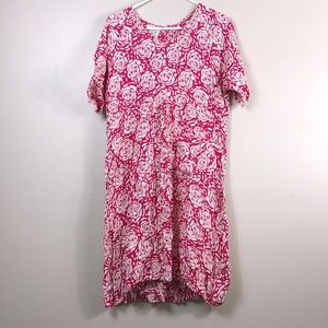 Masai company hot pink rose pattern dress size M